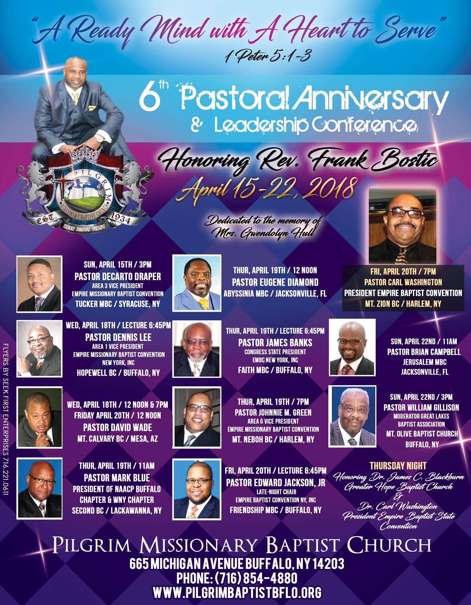 5th pastor anniversary conference pilgrim baptist buffalo pastoral anniversary conference flyer